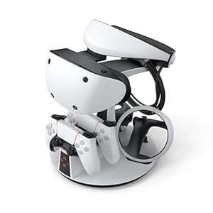 KIWI design D2 3-in-1 Controller Ladestation für PSVR2 und PS5 mit VR Display Ständer und LED-Ladeanzeige