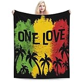 VTHXLOI One Love Jamaican Rasta Reggae Throw Blanket Jamaica Flannel Blanket Gift Sofa Bed Couch Chair or Dorm Decor 50'x40'