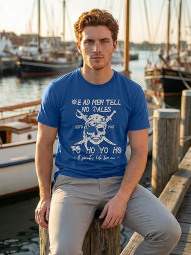 IsPICK Pirate Shirt Mens Halloween Bloody Shirts Skeleton Skull Graphic Tee — view 2