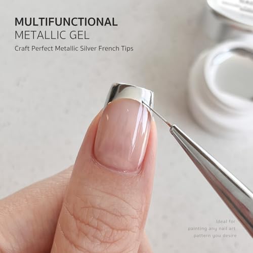 GAOY Metallic Gel Nail Polish, Silver Chrome Painting Gel for Nail Line Art, Metal Finish for DIY and Salon 5g