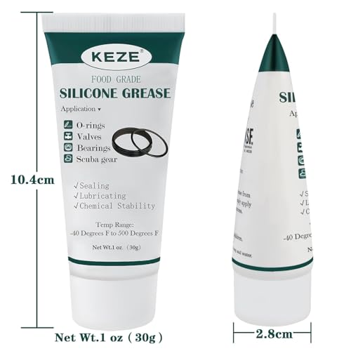 KEZE Silikonfett, wasserfest, lebensmittelecht, Silikon-Dichtmittel, Schmiermittel für Klempner, Ventile, Wasserhähne, O-Ringe,30g pro Stück, 3er-Pack
