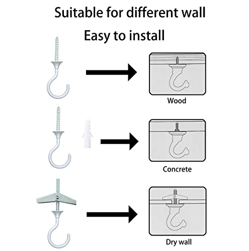 Evsteluo 2 Sets Large Swag Ceiling Hooks Heavy Duty Swag Hook With Hardware For Hanging Plants Ceiling Installation Cavity Wall Fixing (2 Sets, White) #TOP3
