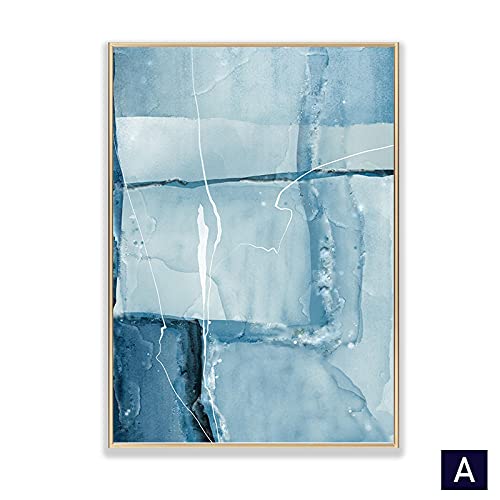 Affiches géométriques abstraites bleues style nordique lot de 3 toiles 50x75cm pour salon - 4