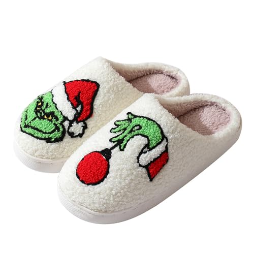 Womens Mens Slippers Halloween Christmas Cute Cartoon Pattern Slipper Anti-slip Design Cozy Indoor House Winter Shoes Soft Plush Warm Slippers Gifts for Girlfriend
