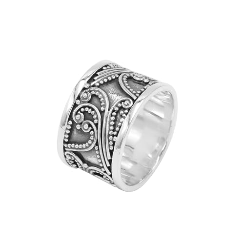 Bague en argent 925 femme style bohème avec anneau large