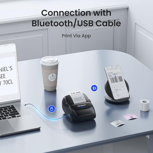 Image of CLABEL 221B 2 inch Bluetooth Thermal Label Printer, 5 Label Rolls