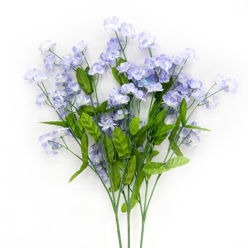 Purple Flowers for Decoration, 3 Pcs Artificial Flowers Forget Me Not Flower, 18.5 Inch Silk Flowers UV Resistant Faux Flower for Valentine's Day, Floral Arrangements, Wedding Party, Vase Filler