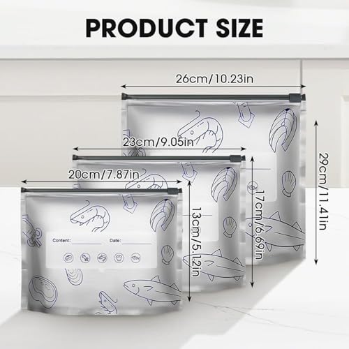 Image of Reusable Aluminum Foil Zip-Lock Storage Bags - 30 Pcs Assorted Sizes (10 Large, 10 Medium, 10 Small) Leakproof Stand-Up Pouches for Food Storage, Freezing & Kitchen Organization