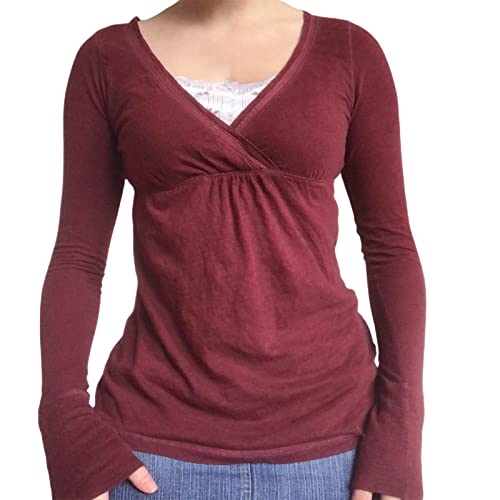 Y2k Fairy Graphic Long Sleeve Tees Tops E-Girls Aesthetic Gothic Skull Print Baggy Grunge T Shirts Emo Clothes2