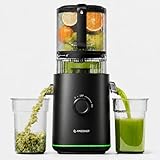 AMZCHEF Entsafter Slow Juicer 600W, 160 mm Einfüllschacht für Ganze Früchte und Gemüse, 2,5L Kaltpresse Saftpresse für frische Säfte, Sorbet & Nussmilch, Hohe Saftausbeute, Leise, Matt Schwarz