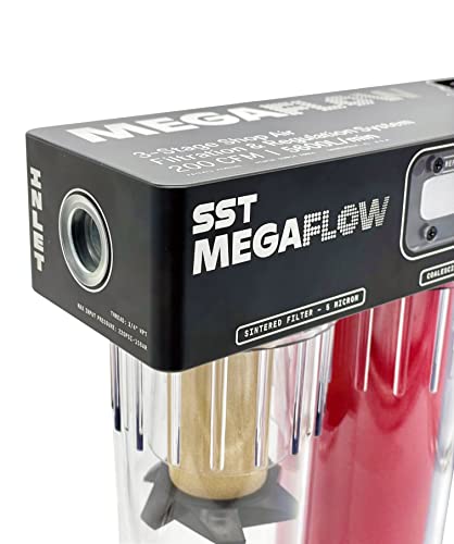 Sst Megaflow 3 Stage Air Filtration And Regulation System (3/4” & 1/2” Npt) Particulate Filter + Coalescing Filter + Desiccant Dryer + Air Regulator #TOP4