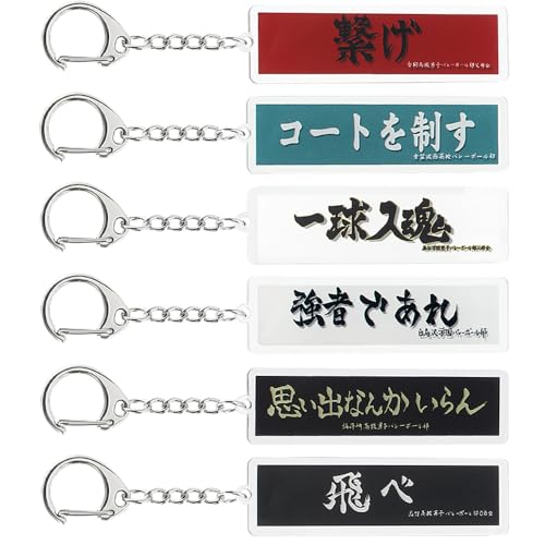 [GenPick げんピック] ハイキュー!! グッズ アクリルキーホルダー 6個セット 稲荷崎/音駒/鳥野/青葉城西/白鳥沢学園/梟谷学園 両面プリント キーチェーン付き アニメ 萌えアイテム コレクション プレゼント
