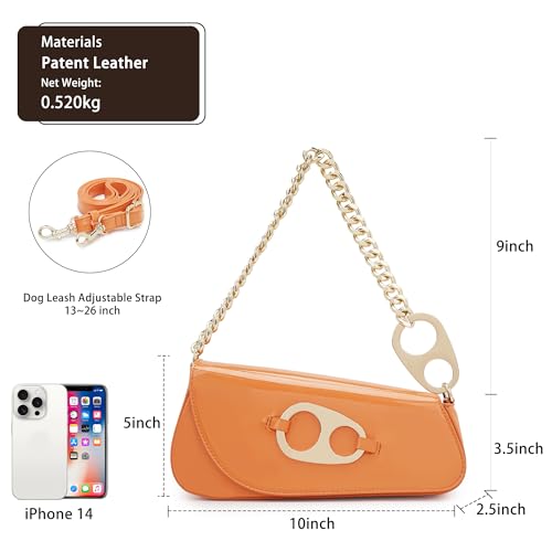 Image of Crossbody Bag Y2K Trendy Purses for Women Patent Leather Shoulder Handbags Hobo Bag with Chian Strap