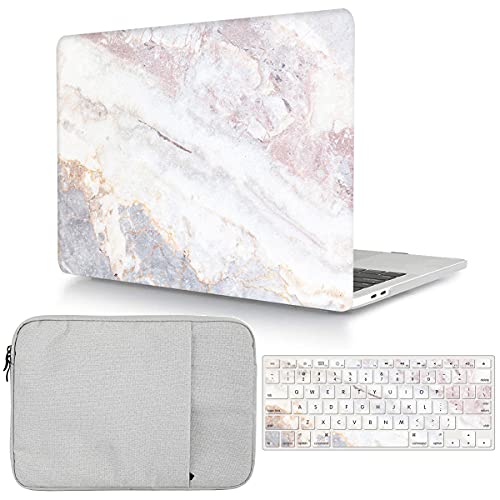 Case Compatible with MacBook Pro 14 Inch M1 Pro / M1 Max Model A2442 (2021 Release), Plastic Hard Shell Case & Sleeve Bag & Keyboard Cover for MacBook Pro 14" with Touch ID, Marble
