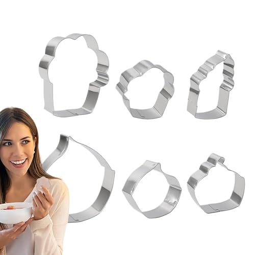 Midieobe ベーキング用クッキー型 - 6個セット ステンレス鋼 フォンダンカッター | デザート ケーキ クッキー キッチンガジェット | 家庭用 キッチン パーティー 結婚式 イベント おやつ ギフト
