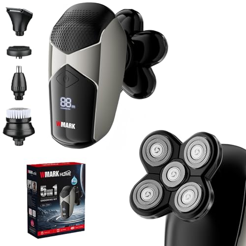 Rasoir à tête chauve anti-irritation, rasoir électrique 5D kit 5 en 1 pour rasage crâne lisse