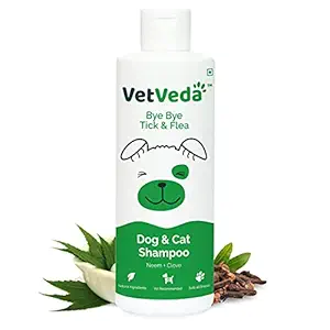 VetVeda | Natural Dog Shampoo for Ticks and Fleas, 250ml | Pet Shampoo for Dogs and Cats