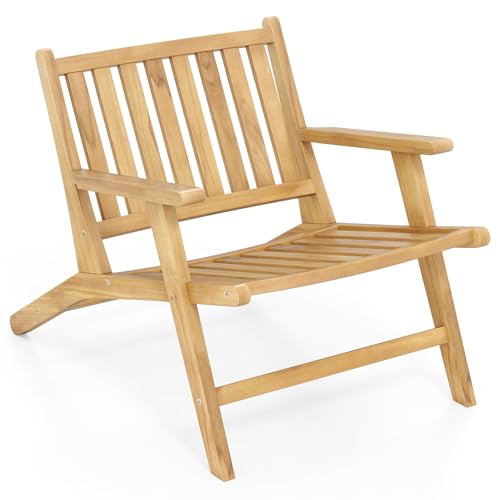Tangkula Teak Wood Low Profile Chair