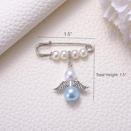Image of MIXJOY Something Blue Gift for Bride, Wedding Day Bridal Blue Pearl Angel Wings Bouquet Garter Charm for Bride to Be