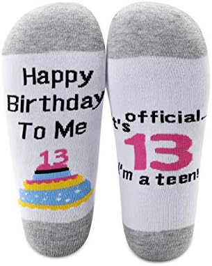 MBMSO Happy 13th Birthday Gifts 2 Pairs 13th Birthday Socks Funny 13 Years Old Gifts Officially Thirteen Birthday Gifts