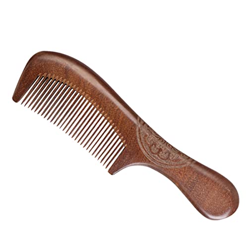 DULSPUE peine,peine pelo rizado,peine puas anchas,slick gorilla,Peine de pelo largo para mujer, peine de sándalo rojo grueso, peine antiestático (19 cm)