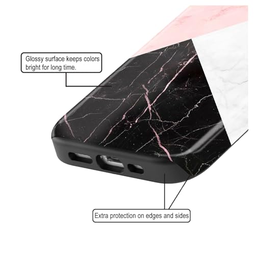 Image of COLORflow Back Cover Compatible with iPhone 11 | Beautiful Black White Pink Marble | Designer Printed Glossy Armoured Bumper Back Cover Compatible with iPhone 11