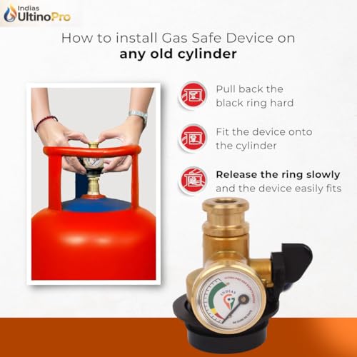 Image of Indias UltinoPro SMART Device 3 Year Replacement Warranty, Gas Safety Device - Automatic Gas Leak Detector & Shut-Off Valve | LPG Gas | Home Kitchen Safety Protection | Easy Installation