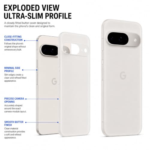 Image of FIRST MART Back Cover for Google Pixel 9 | Ultra-Thin Frosted Matte Semi-Transparent Silicone Case, Anti-Slip Grip, Precise Fit | White