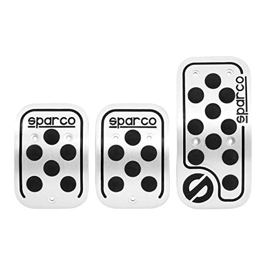 Sparco SPC0406BK Juego de 3 Pedales Racing Color Plata con Logo Negro Universales