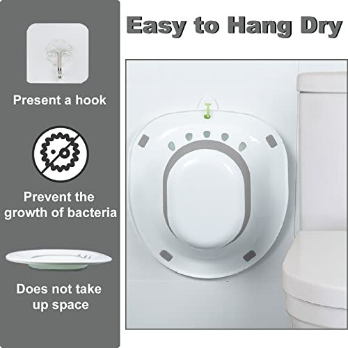 Sitz Bath For Hemorrhoids Toilet Seat Postpartum Care Yoni Steam Seat, Sits Bath Kit For Women Men Foldable, Hangable, Plastic Packaging Grey #TOP4