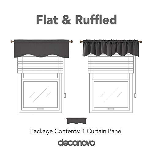 Deconovo Grey Valances For Windows, Blackout Valance For Bedroom, Scalloped Valance Curtains For Living Room (52X18 Inch, Dark Grey, 1 Panel) #TOP3
