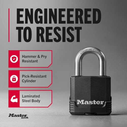 Image of Master Lock Magnum Outdoor Padlock, Heavy Duty Keyed Lock M115XDLF, Black