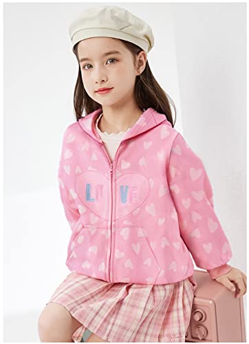 Little Hand Girls Zip Up Hoodie Love Heart Valentine's Day Sweatshirt Toddler Spring Outwear Clothes For Kids 3T #TOP1