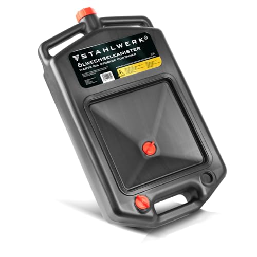 STAHLWERK Bidon de vidange d'huile 10 l – Bac de récupération d'huile robuste, mobile et flexible, carter d'huile avec aide à la récupération, fonction 2 en 1, bidon d'huile et de carburant pour