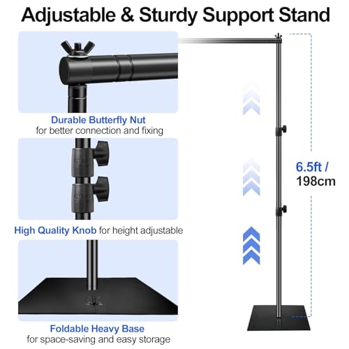 Image of EMART Backdrop Stand, 6.3x10.2 ft Adjustable Photo Background Pipe and Drape Photography Kit with Heavy Duty Metal Base for Parties, Wedding, Video Studio, Birthday - Black