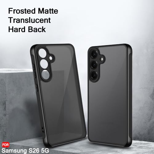 Image of TheGiftKart for Samsung S26 Case, Matte Frosted Hard Back Cover, Hybrid Shockproof Galaxy S26 Back Cover (PC & TPU, Translucent Black)