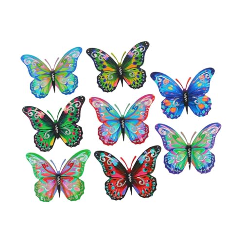 Esculturas con forma de gato y mariposas decorativas en metal negro para salones y patios 3