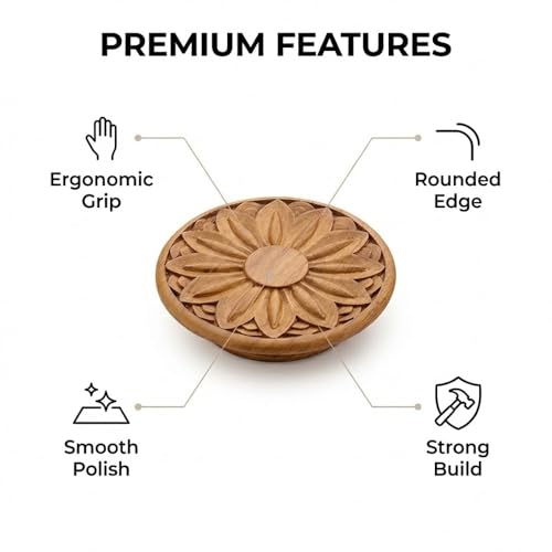 Image of Wooden Handle for Main Door /Handle for Wardrobe /Pull Handle for Main Door /Teak Wood Door Handle (4 Inch) Natural Wood Finish-| 3 Years Warranty |