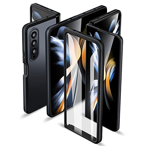 ORETECH Cover per Samsung Galaxy Z Fold 4, Cover Samsung Z Fold 4, con Protezione dello Schermo Incorporata, 2 in 1 Custodia Z Fold 4 Protettiva in Silicone Hard PC Cover Antiurto - Trasparente
