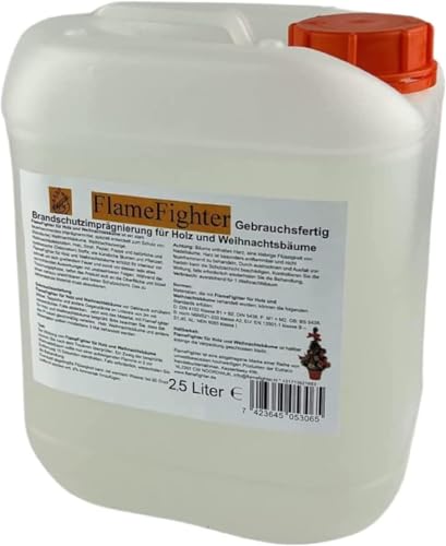 FlameFighter   2,5 litros de impregnación contra incendios para madera, papel y árboles de Navidad   Protección contra incendios   Prueba de propagación del fuego aprobada   Clase de protección contra