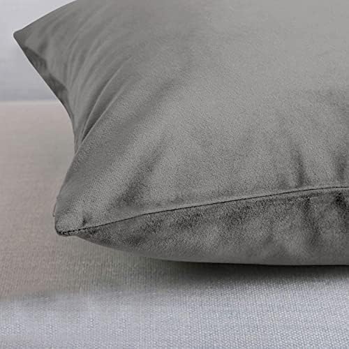 Hafaa Grey Cushion Covers 45 x 45 cm - Crushed Velvet Square Throw Pillow Case - Pack of 2 Decorative Luxury Sofa Cushion Cover for Bedroom, 18x18 Inch