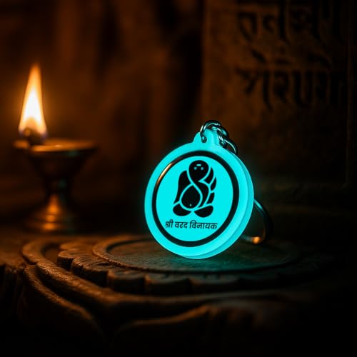 Mi Glow Store | Glow in the Dark Keychains | Gods | Ashtavinayak | Shree Varad Vinayak (Blue)