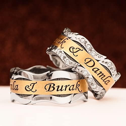 Silber Ehering Sets 925 Sterling Silber Paar Ehering Set Personalisiert Mann und Frau Silber Ehering Set
