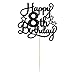 1 Pack Happy 8th Birthday Cake Topper Black Glitter 8th Birthday Cheers to 8 Years Old Birthday Cake Pick for Celebrating Birthday Anniversary Party Cake Decorations Supplies