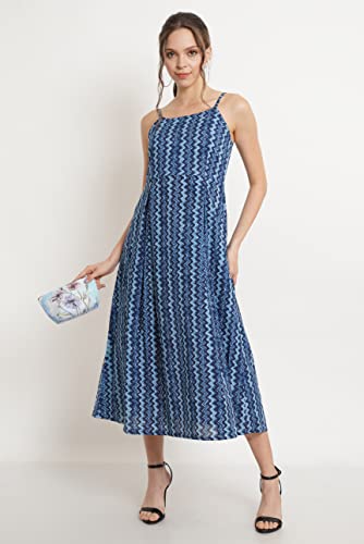 Image of COTLAND Fashions Breathable Cotton Printed A-Line Midi Dress for Women