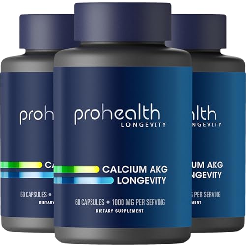ProHealth Ca AKG Supplement (Alpha Ketoglutarate) (1 000 mg per 2 Capsule Serving 60 Capsules). Supports Cellular Energy Metabolic Function and Healthy Aging Processes (3 Pack)