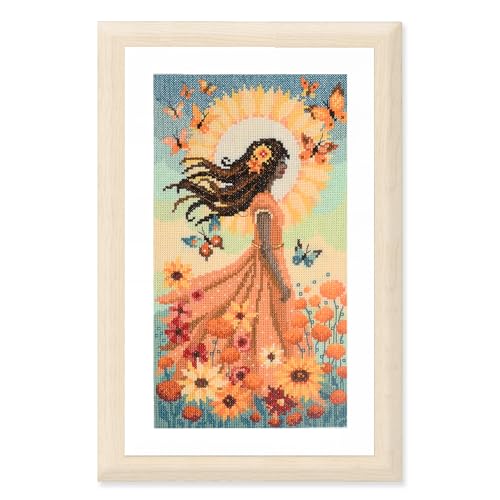 Vervaco Kreuzstich Stickpackung Mädchen und die Sonne, Zählmuster, 16x28cm