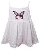 Ipuang Girls' Cotton Butterfly Tassel cami Top Tee 2 White