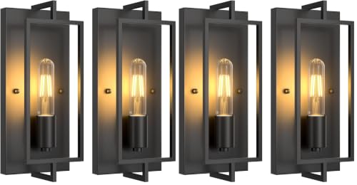 Image of FadimiKoo Farmhouse Black Wall Sconces, Vintage Wall Sconces Lighting Set of 2, Indoor Rustic Hardwired Wall Decor for Living Room Bedroom Hallway (Pack of 2)