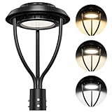 KINSNG 150W LED Post Top Light with Photocell, 150W 120W 90W Adjustable, 21000LM Adjustable CCT 3000/4000/5000K Outdoor Pole Lights, IP65 Waterproof LED Post Light Fixture Area Light ETL DLC Listed